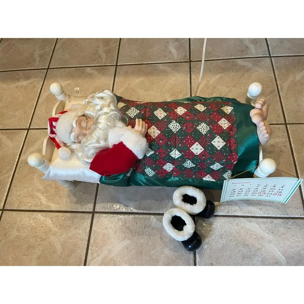 Vintage 1992 Telco Animated Snoring & Whistling Sleeping Santa Tested & Works